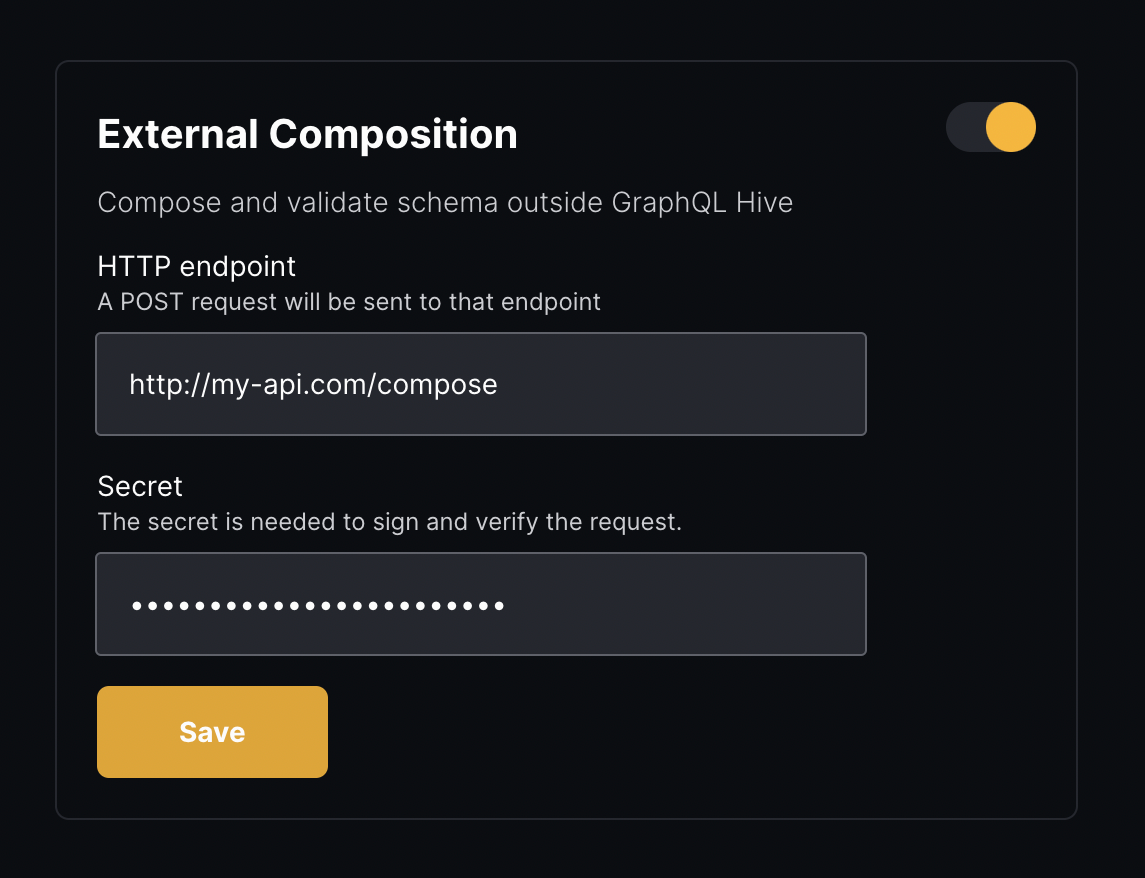 External Composition section in the project settings